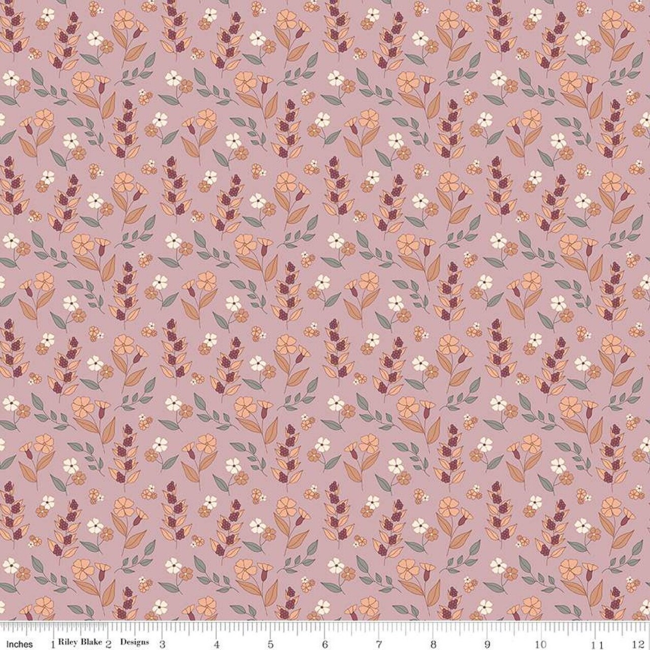 Fabric Riley Blake Mauve Autumn Floral Evening on the Prairie by the Quarter Yard C16746-MAUVE